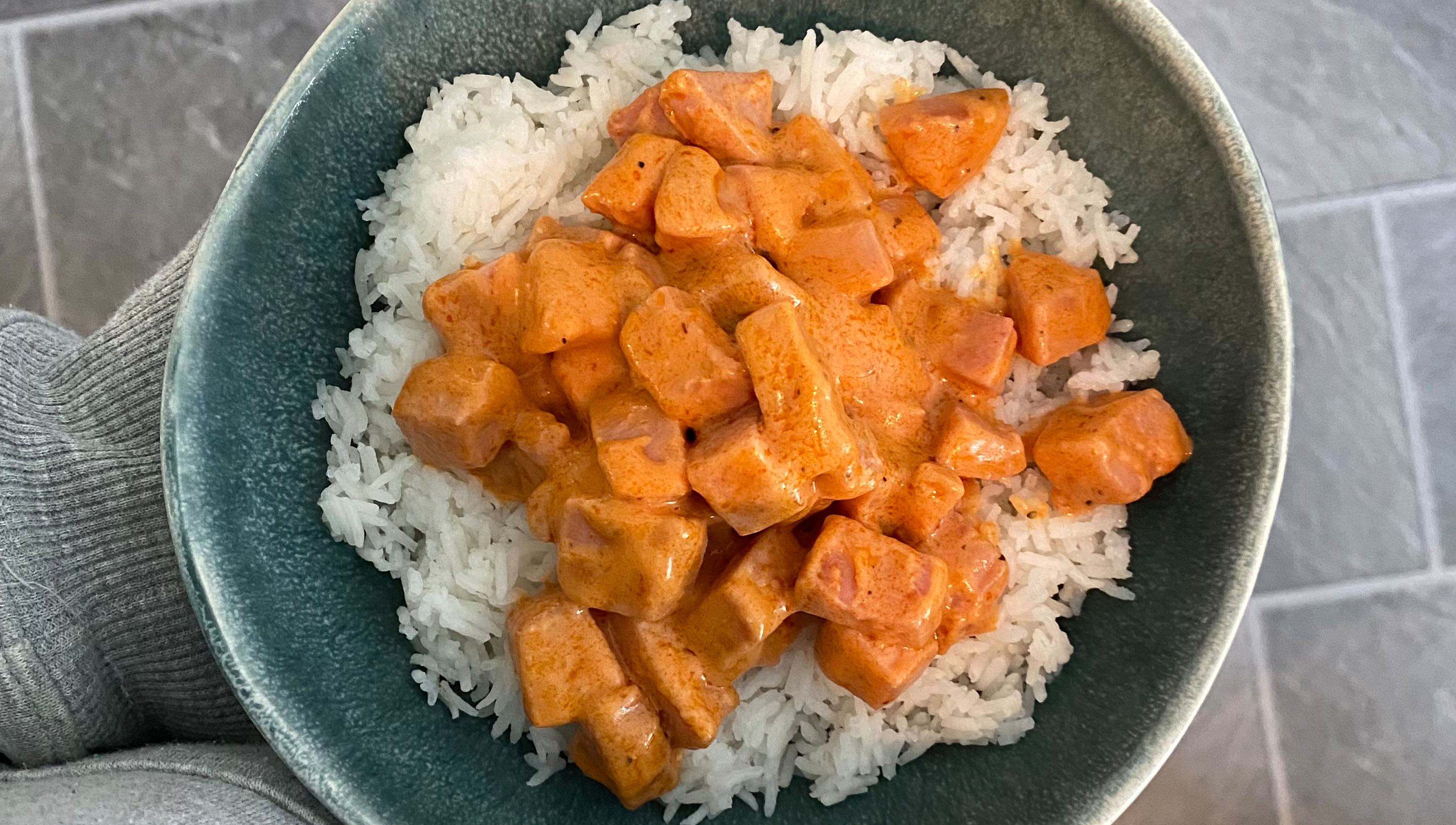 Bild på kycklingkorvstroganoff, recept.