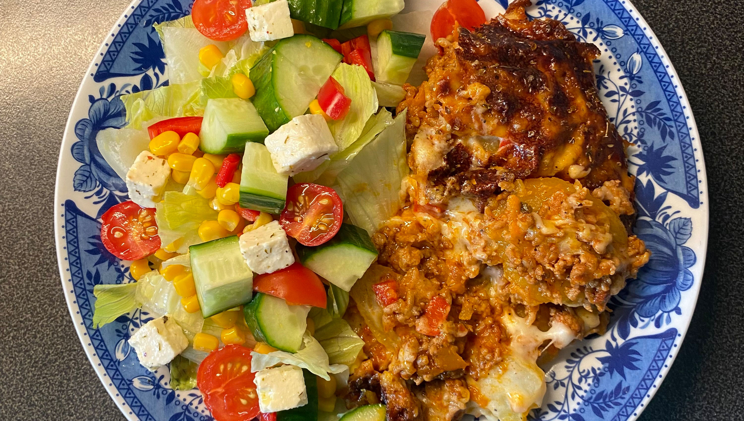 Bild på vegetarisk moussaka, recept.